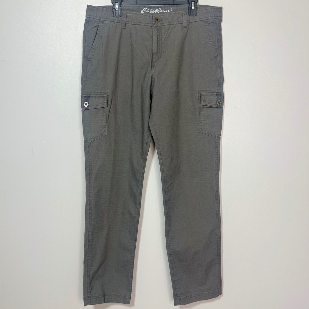 Eddie Bauer Cargo Pants Womens 14 Grey Ripstop Stretch Utility Outdoor Trousers